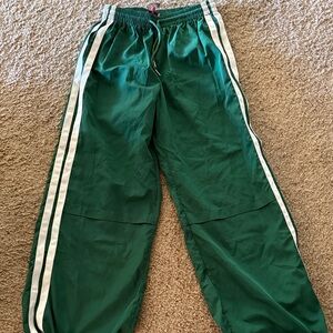 Edikted Green Track Pants with White Stripes